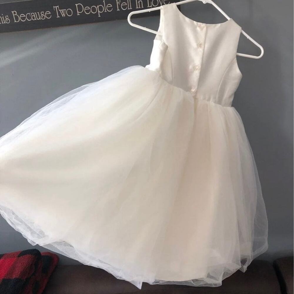 David's bridal tulle Flower Girl Dress detachable satin large bow sash size 7 - Picture 7 of 11